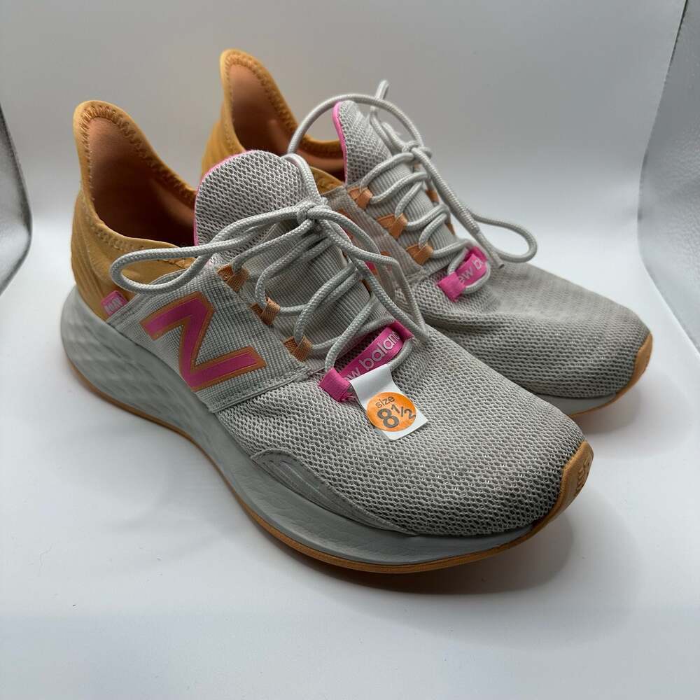 New Balance Women's Fresh Foam Roav Running Shoes White Peach 8.5